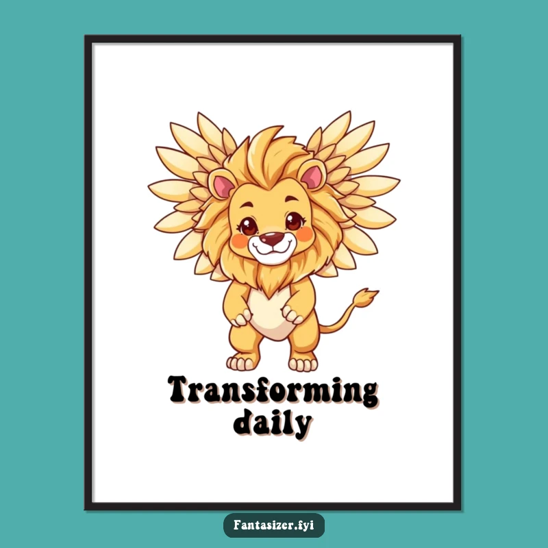 Funny Lion Transformation Digital Print: Majestic Art for Instant Power