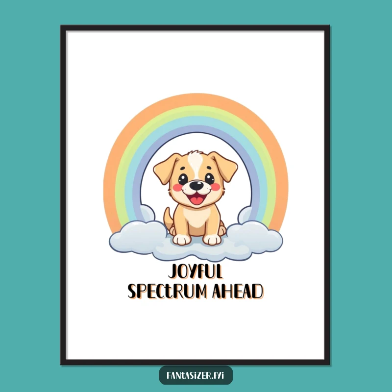 Funny Puppy Rainbow Digital Art: Cheerful Portal Download, Whimsical Funny Gift Decor