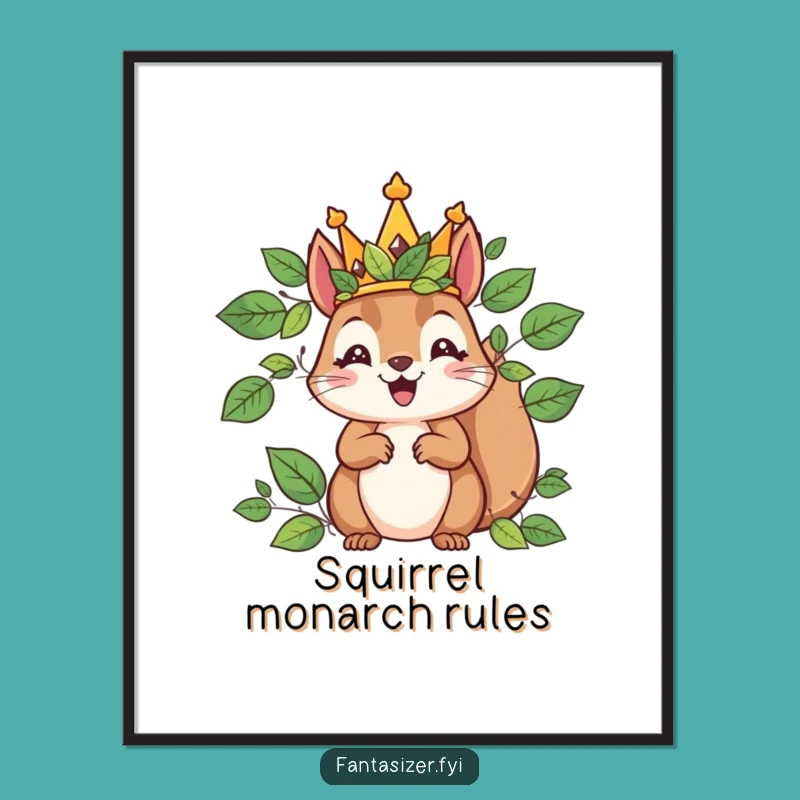 Funny Squirrel King Digital Art: Instant Regal Decor