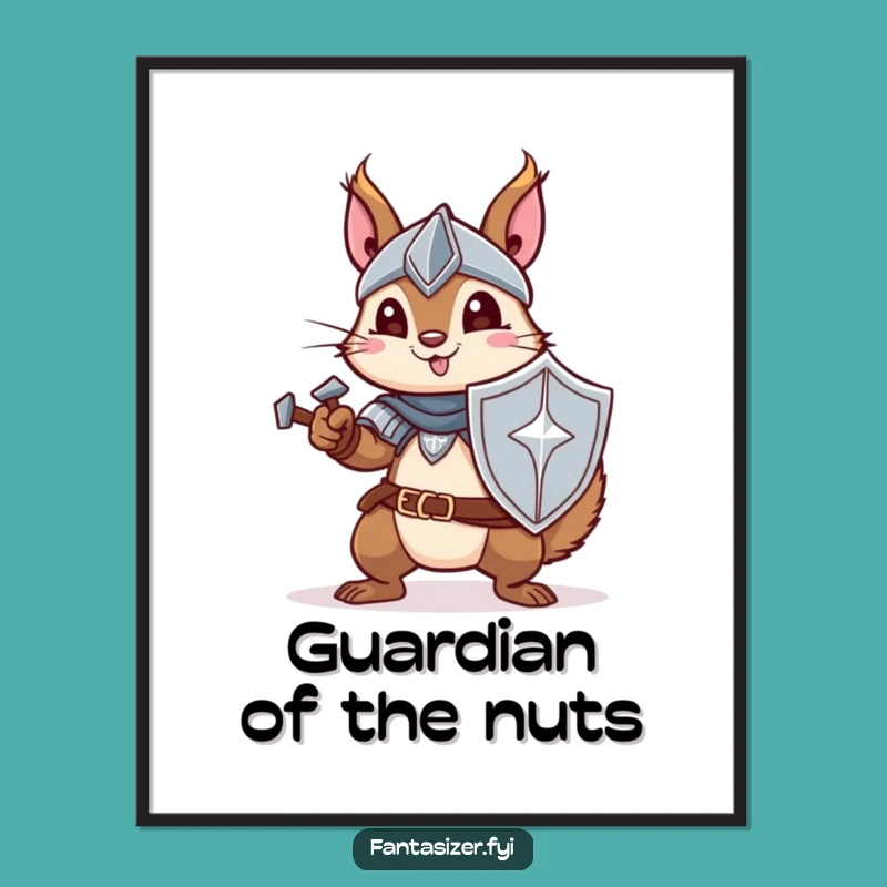 Funny Knight Squirrel Digital Print - Brave Your Walls with Hilarious Art
