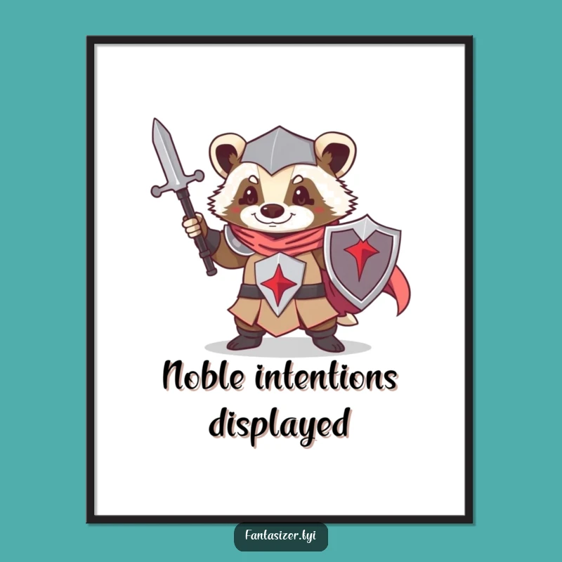 Funny Knight Badger Digital Art: Epic Warrior Animal Download, Instant Humorous Gift