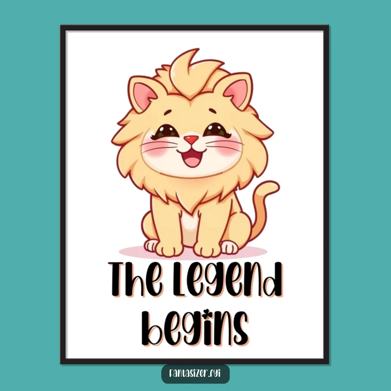 Funny Cat Lion Digital Art: Majestic Wall Decor, Instant Funny Gift