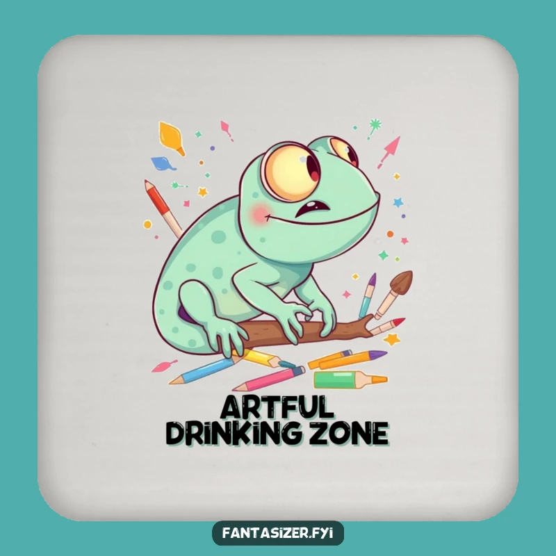 Funny Chameleon Art Coaster - Protect Surfaces Creatively