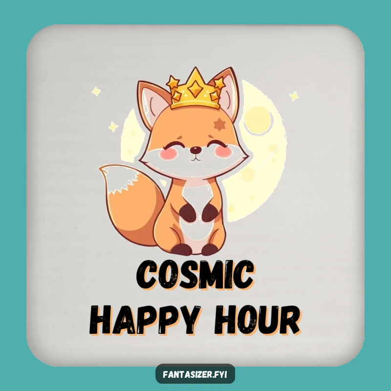 Funny Fox Cosmic Coaster Set: Protect Surfaces with Celestial Decor, Ideal Gift
