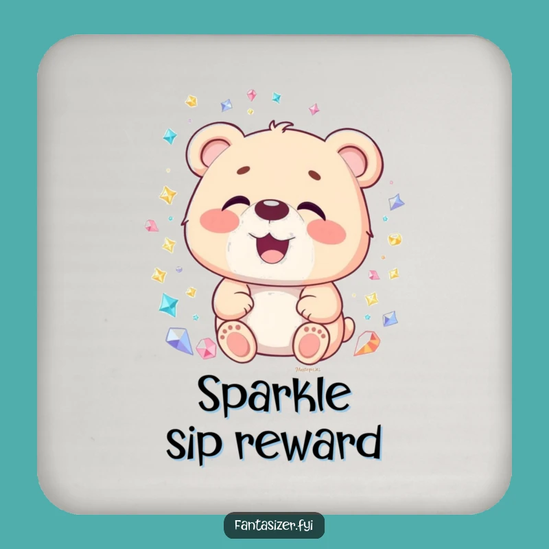 Funny Bear Gemstone Drink Coasters: Protect Surfaces with Sparkling Humor