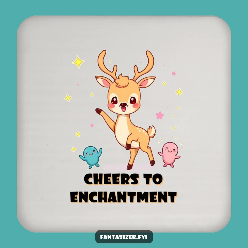 Funny Dancing Deer Coaster: Whimsical Sparkle Creature Drink Saver Gift