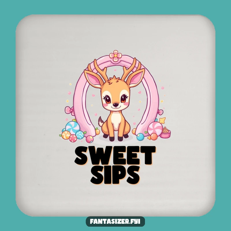 Funny Deer Coaster Set - Protect Surfaces with Candy Portal Charm
