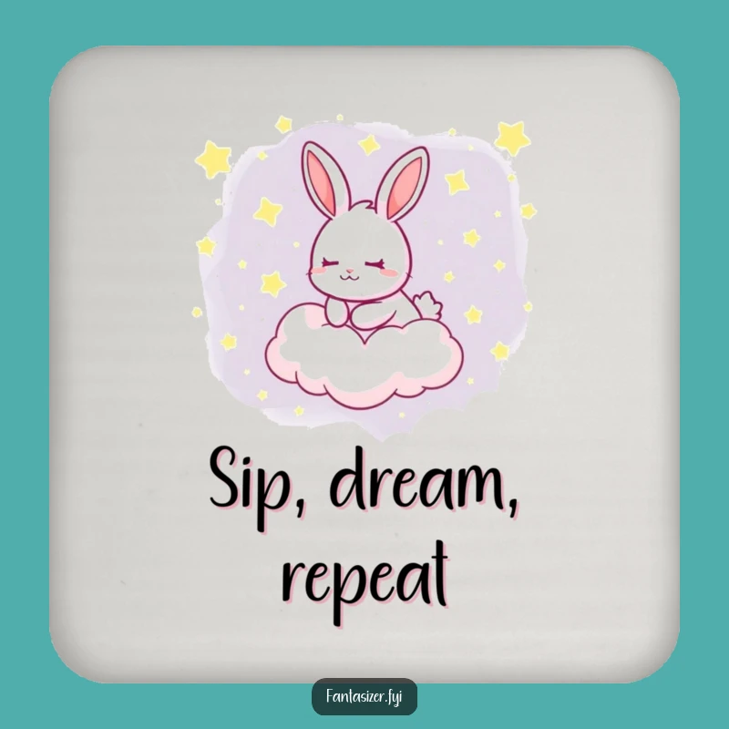 Funny Dreamy Rabbit Coaster Set: Whimsical Starry Cloud Gift for Tables
