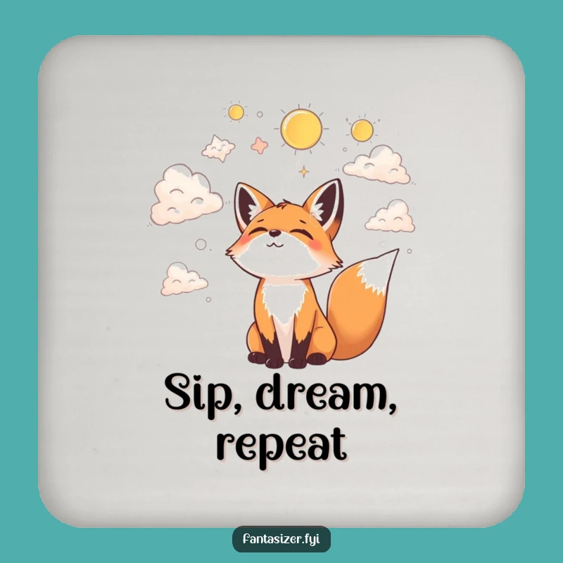 Funny Fox Cloud Gazing Coaster Set: Protect Surfaces with Dreamy Charm