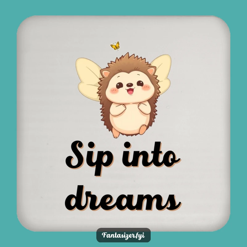 Funny Hedgehog Wings Coaster Set: Protect Surfaces with Fantasy Charm