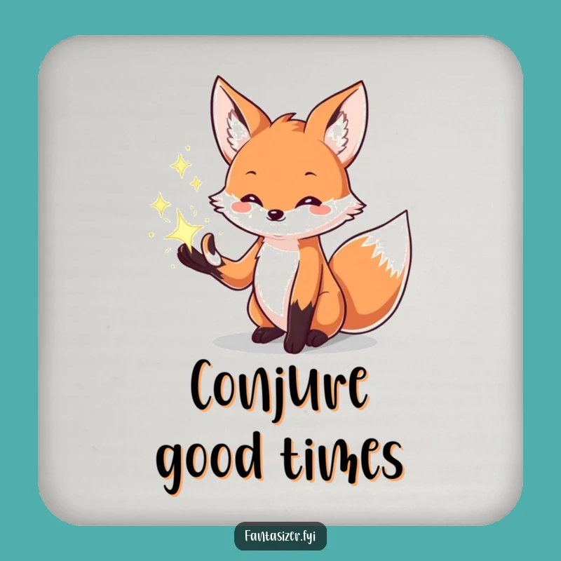 Funny Magic Fox Coaster Set: Creative Sparkle Gift for Tables