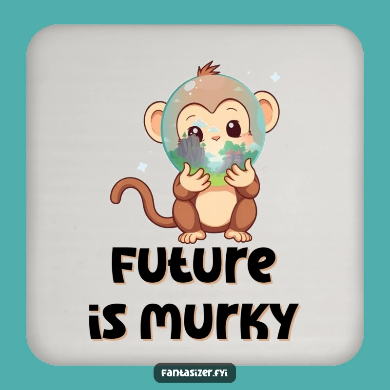 Funny Monkey Crystal Ball Coaster: Protect Surfaces, Hilarious Mystical Decor Gift