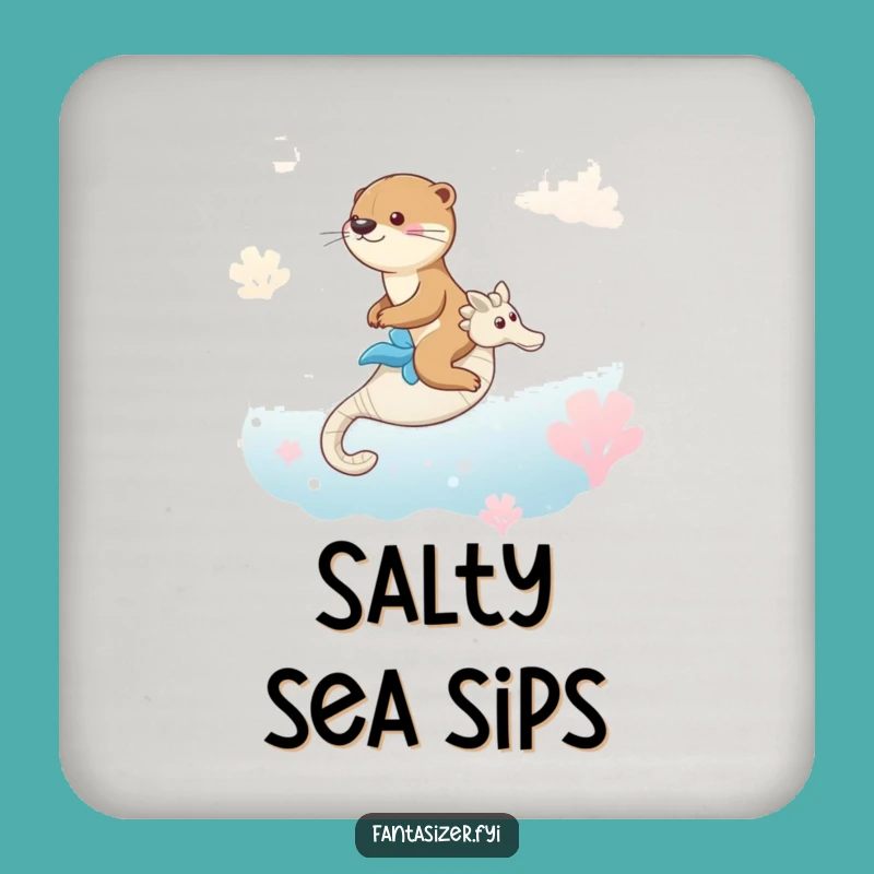 Funny Otter Seahorse Coaster: Dreamy Ocean Protection, Perfect Funny Gift for Tables