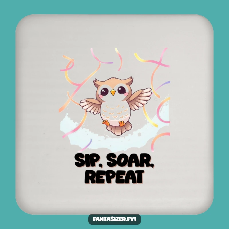 Funny Owl Ribbon Drink Coasters: Protect Surfaces with Ethereal Charm and Humor
