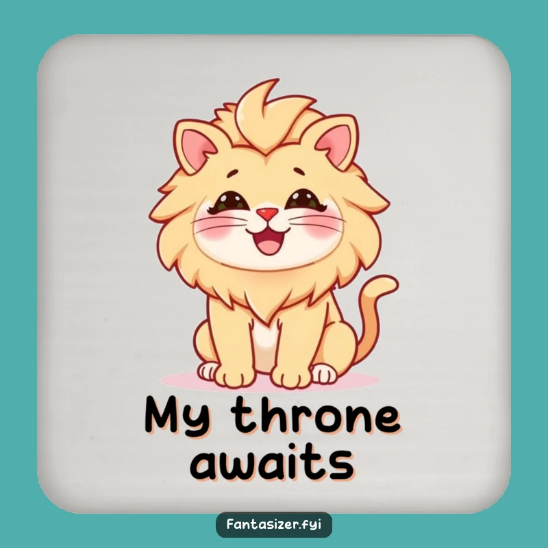 Funny Cat Lion Coaster: Majestic Protection, Perfect Funny Gift for Tables