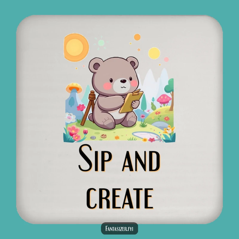 Funny Bear Artist Coasters: Protect Surfaces with Artful Flair, A Humorous Gift Set