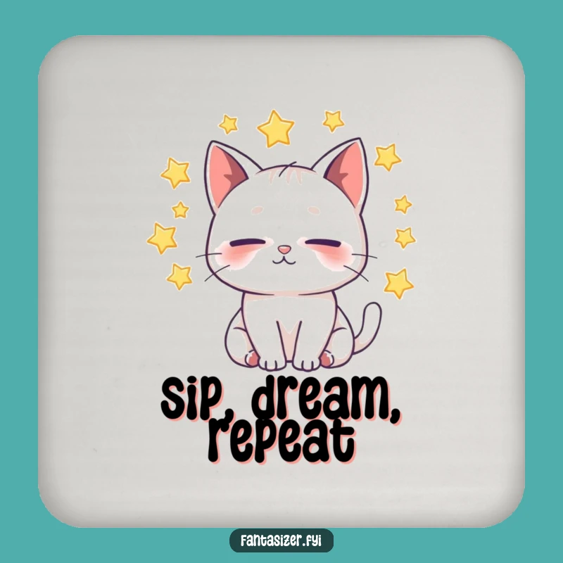 Funny Whimsical Cat Dream Coaster Set: Protect Tables with Starry Feline Art Gift