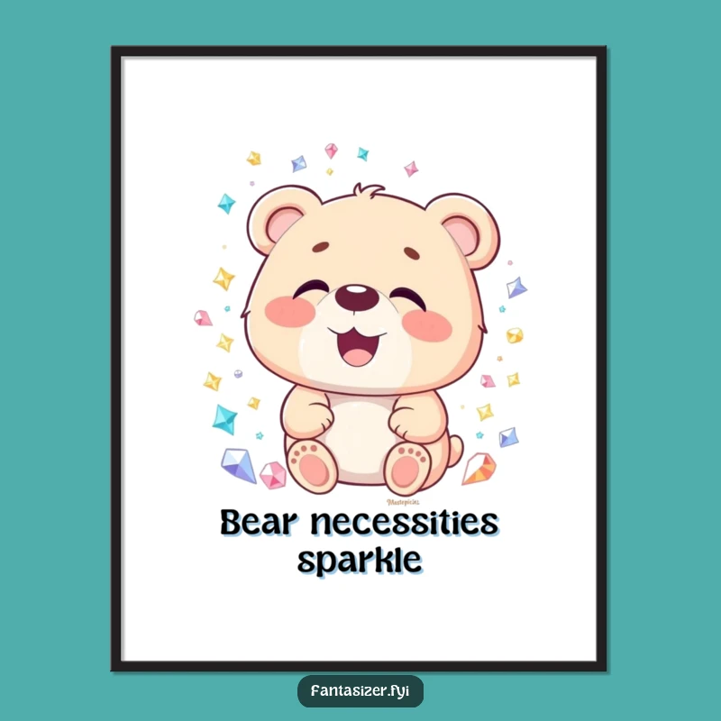 Funny Bear Gemstone Poster: Bring Enchanting Humor and Sparkling Joy to Your Walls