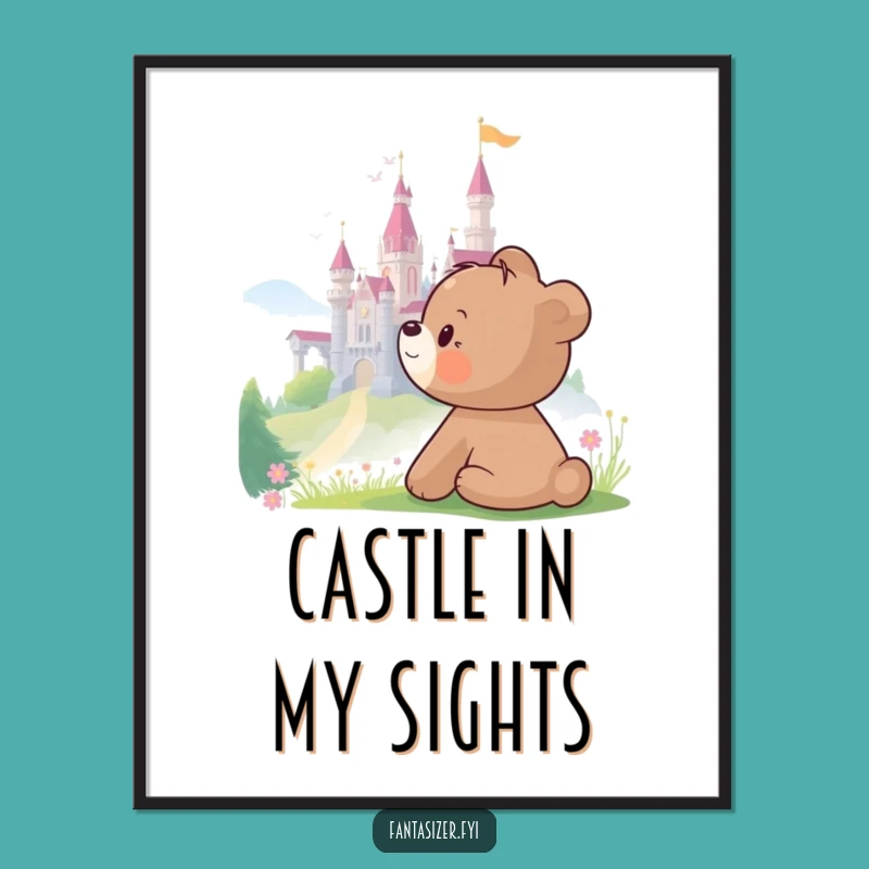 Funny Bear Castle Poster - Whimsical Wall Art & Hilarious Gift Idea