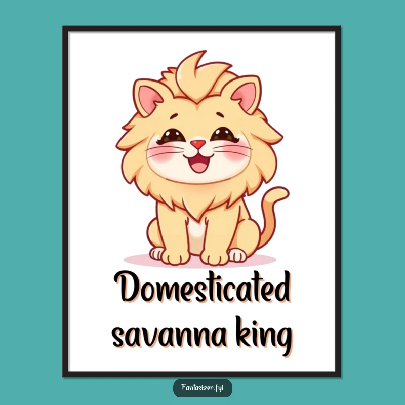 Funny Cat Lion Poster: Majestic Wall Art, Perfect Funny Gift for Cat Lovers