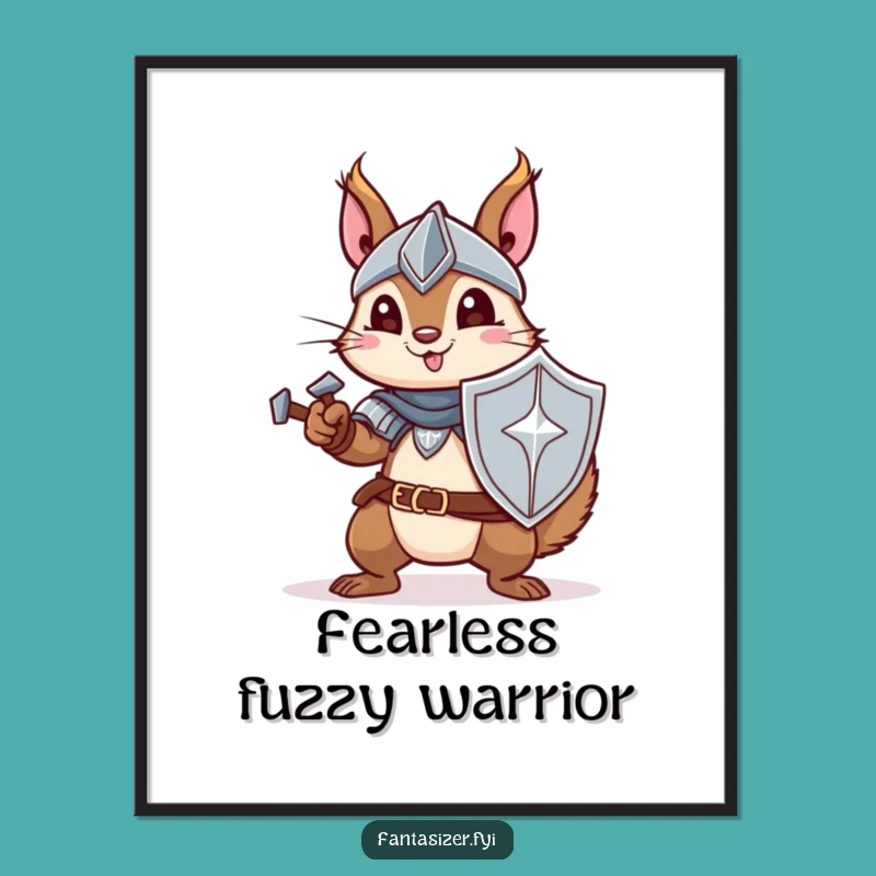 Funny Knight Squirrel Poster - Brave Adventures in Hilarious Wall Art