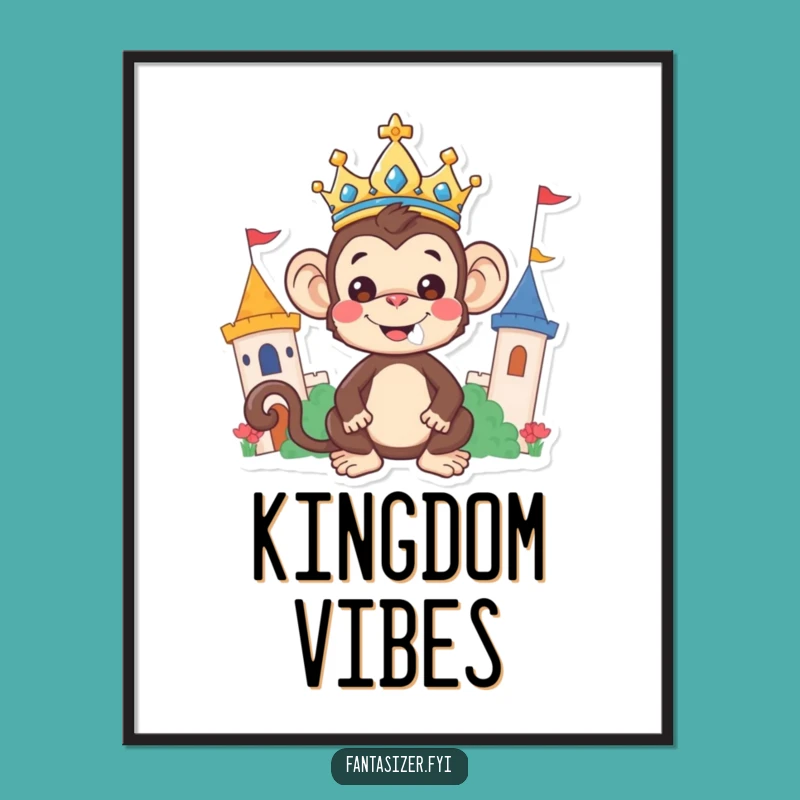 Funny Monkey King Poster: Whimsical Kingdom Art, Hang Royal Humor, A Hilarious Decor Gift