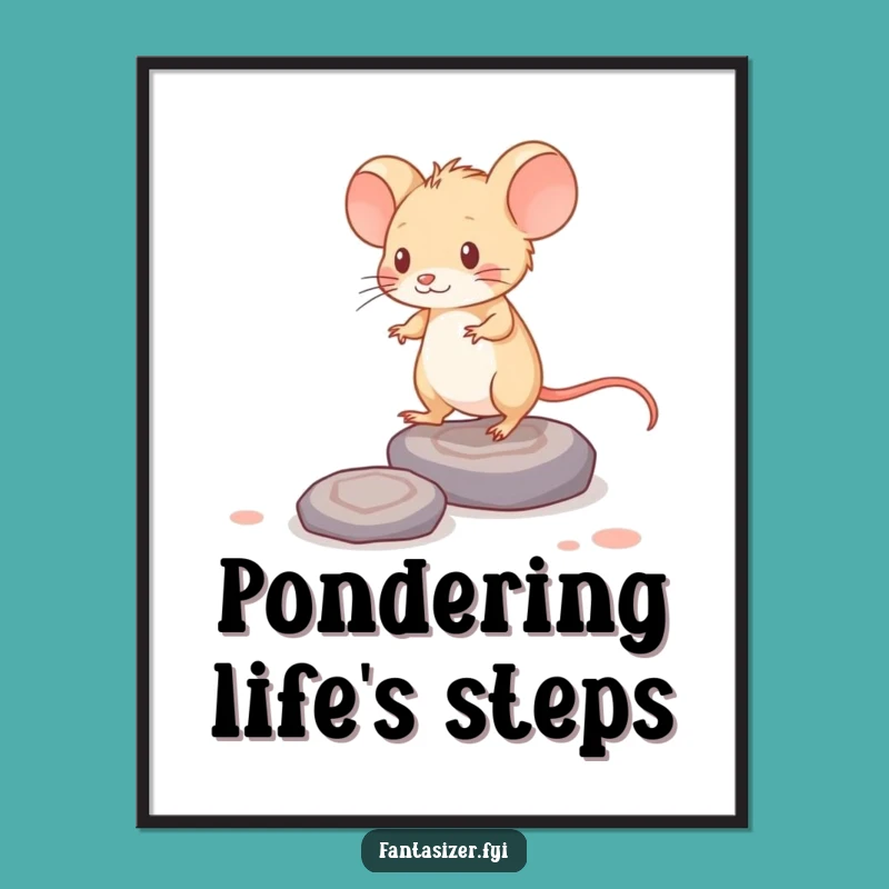 Funny Mouse Thought Poster: Brave Mind Art, Whimsical Wall Decor Funny Gift