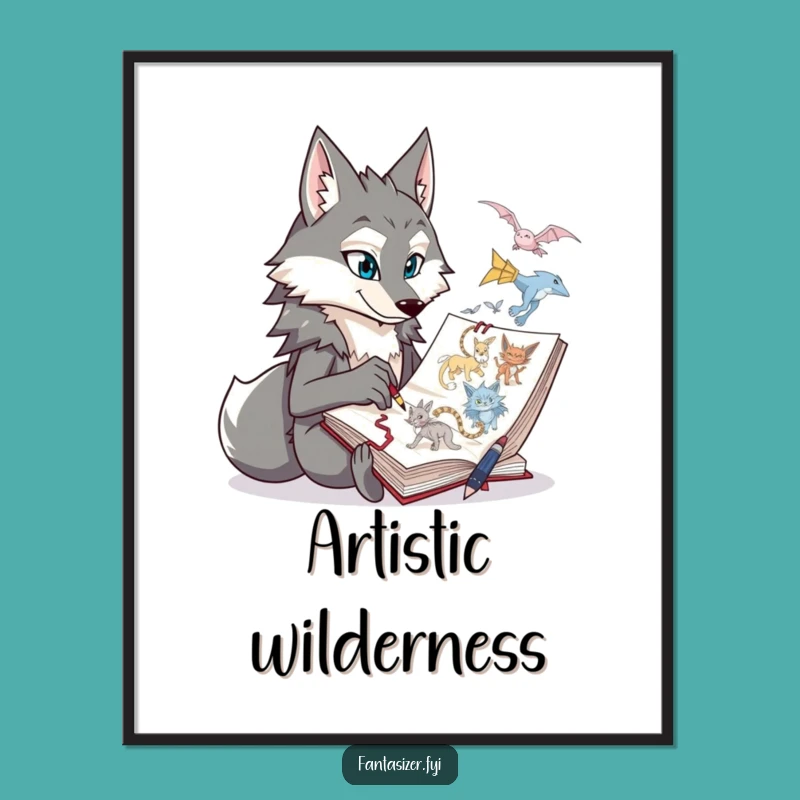 Funny Wolf Fantasy Sketch Poster - Creative Wall Art & Gift