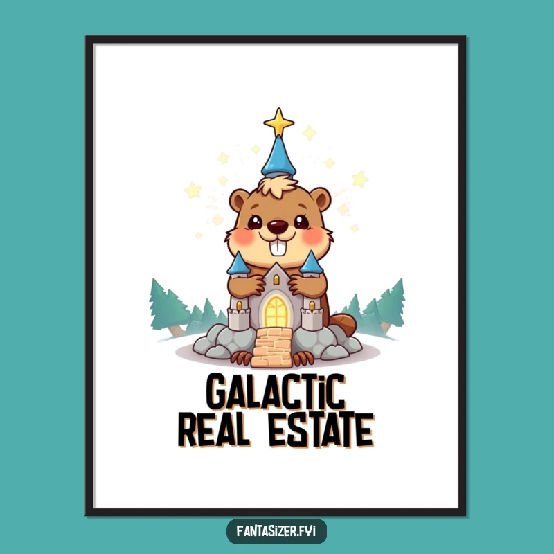 Funny Beaver Stardust Castle Poster, Inspiring Wall Art for a Humorous Home