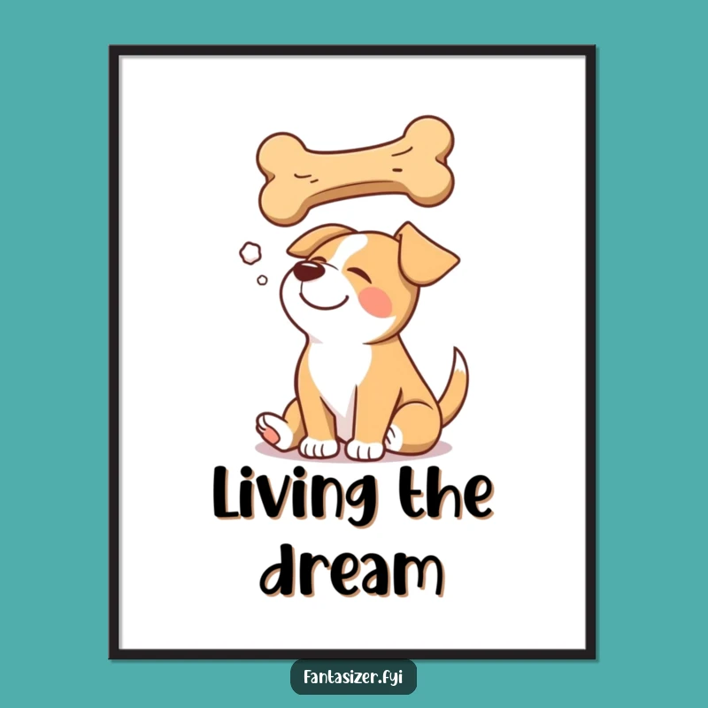 Funny Dog Dreaming Poster: Whimsical Canine Art for Any Space, Great Gift