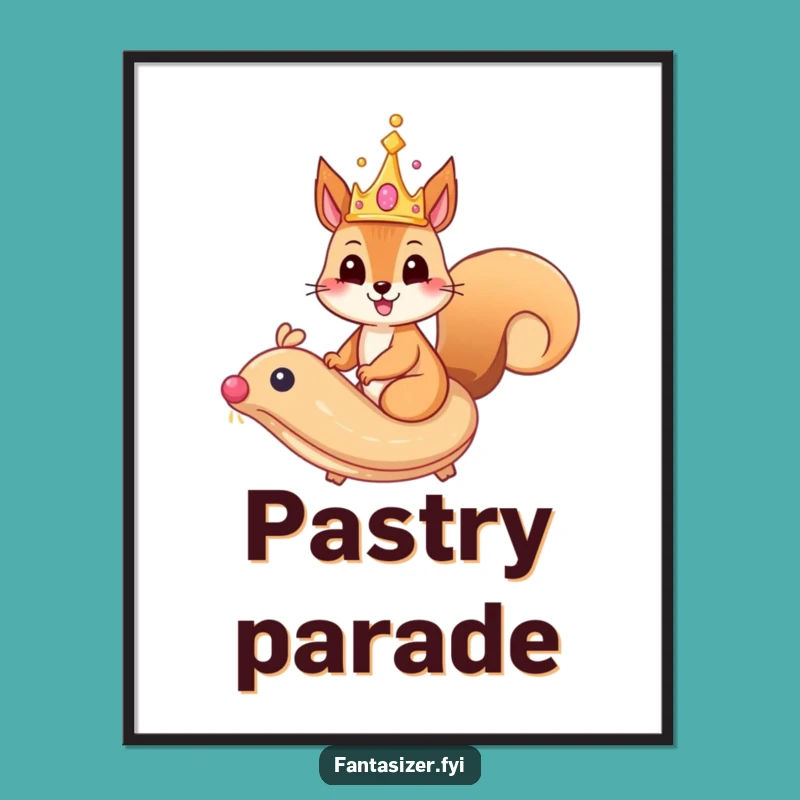Funny Squirrel Poster: Pastry Rider Art, Whimsical and Funny Gift Decor