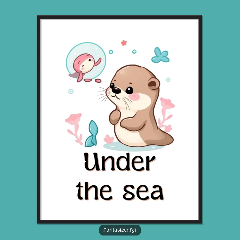 Funny Otter Mermaid Dream Poster: Whimsical Wall Art Gift!