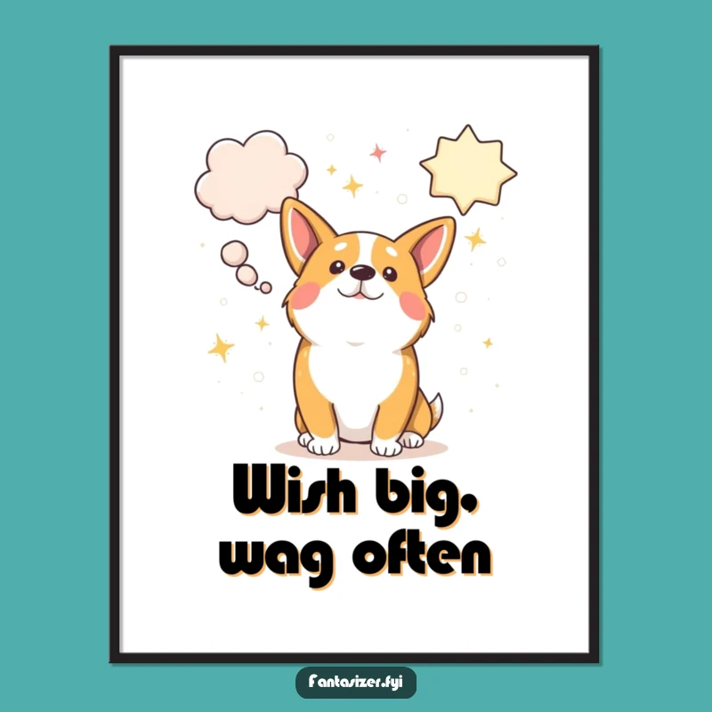 Funny Corgi Dreamer Poster - Whimsical Wall Art for Dreamers