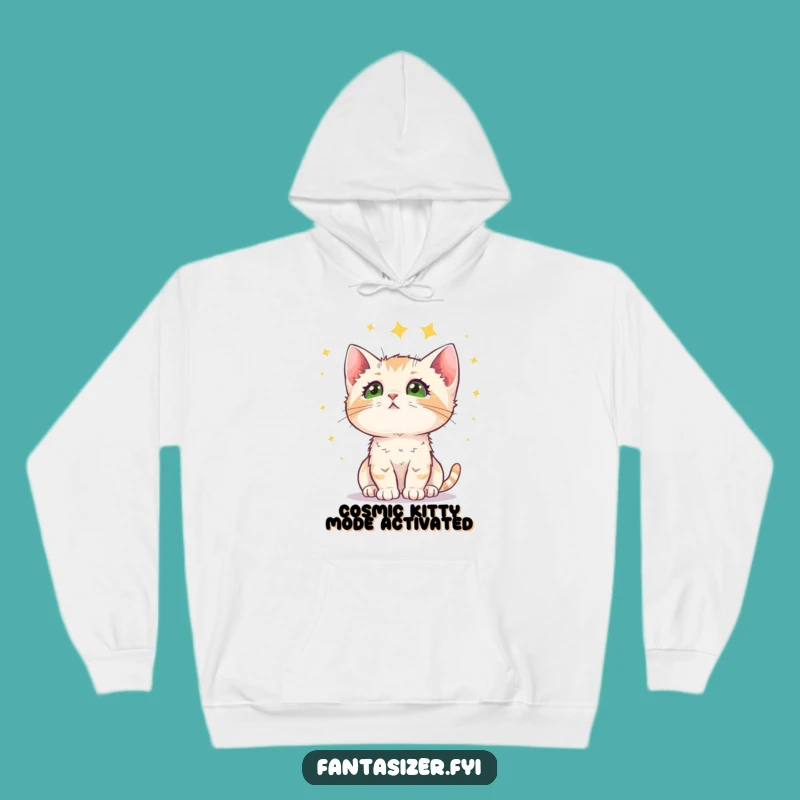 Funny Kitten Stargazing Hoodie: Cozy Celestial Wonder Gift for Curious Cat Lovers