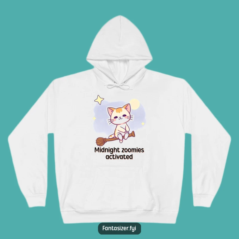 Cozy Funny Night Sky Cat Hoodie - Magical Comfort for Spellbinding Evenings