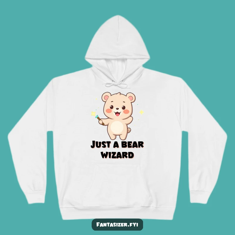 Funny Bear Wizard Hoodie: Cozy Magic Wand & Dancing Lights - Best Gift!