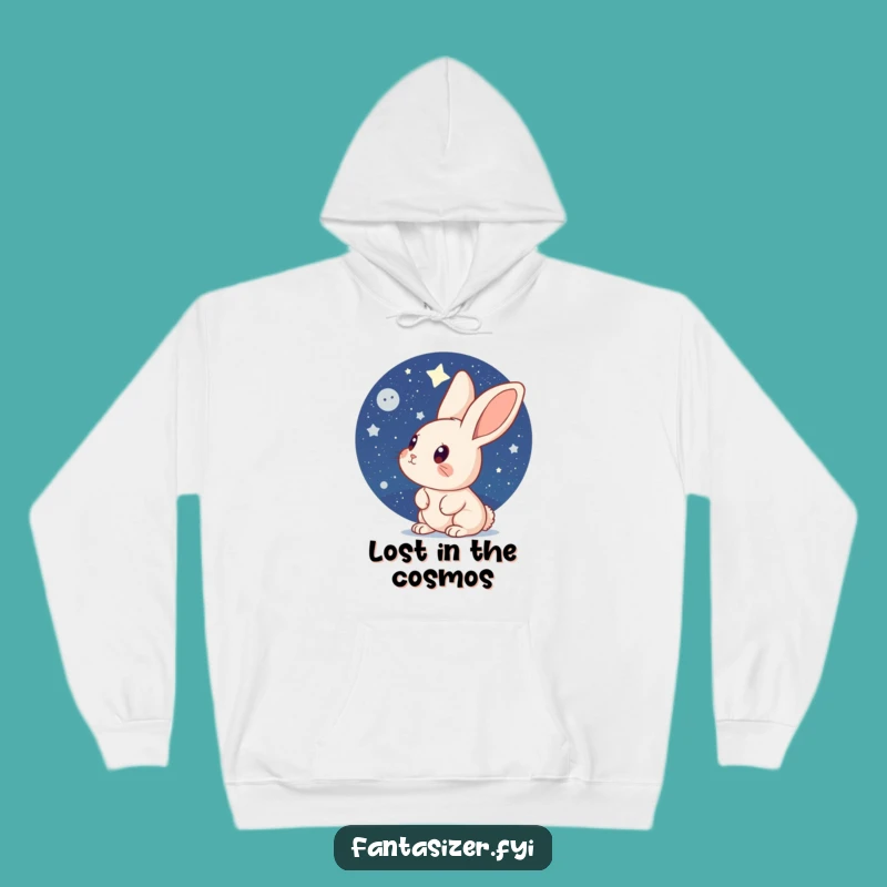 Funny Curious Rabbit Stargazer Hoodie: Cozy Night Sky Companion Gift