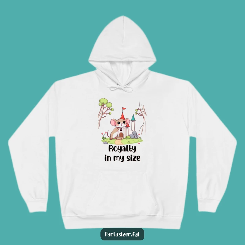 Funny Surprised Mouse Castle Hoodie: Cozy Tiny Adventure Wear Gift