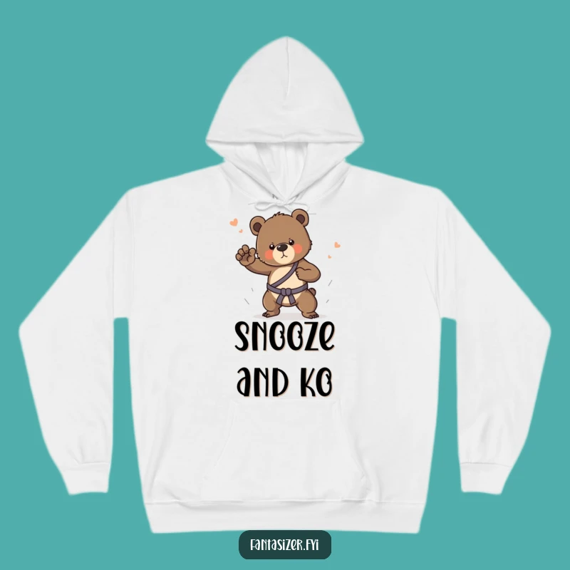 Cozy Funny Bear Cub Martial Arts Hoodie: Warm & Hilarious Gift!