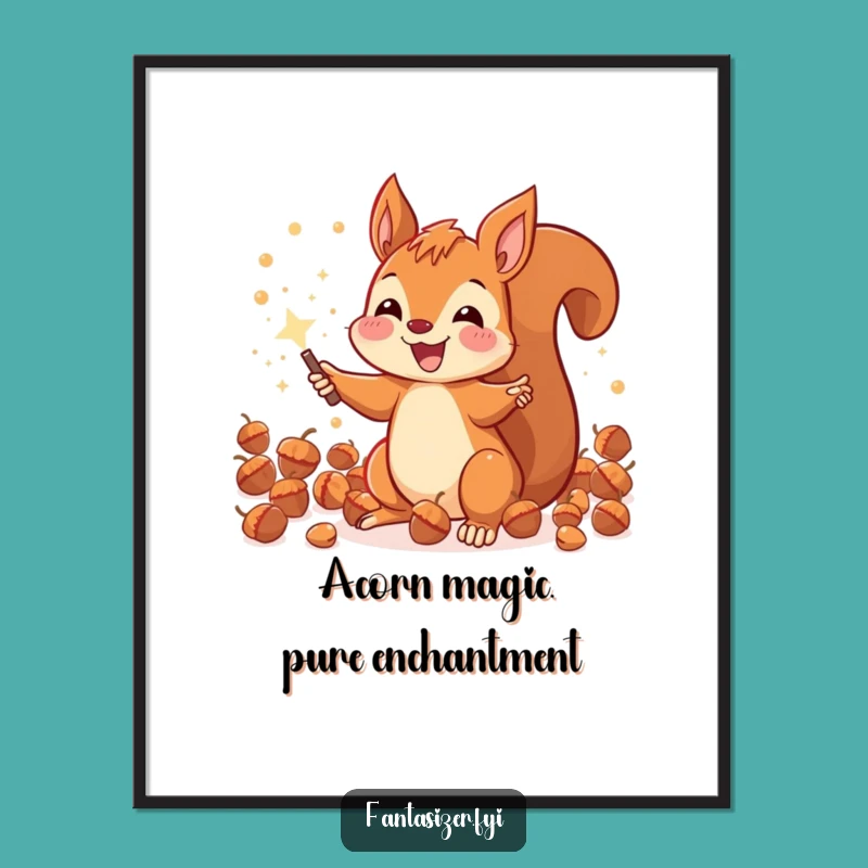 Free Printable Squirrel Wall Art: Magical Acorns Downloadable Poster
