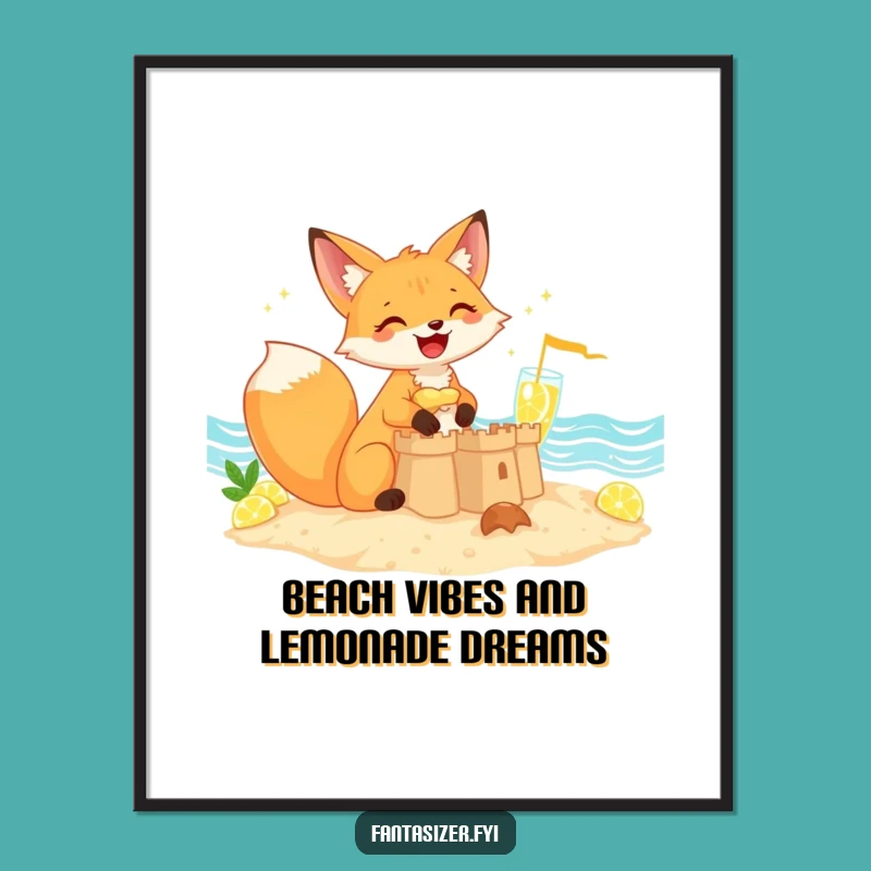 Free Printable Wall Art: Giggling Fox & Lemonade Sandcastle - Funny Decor