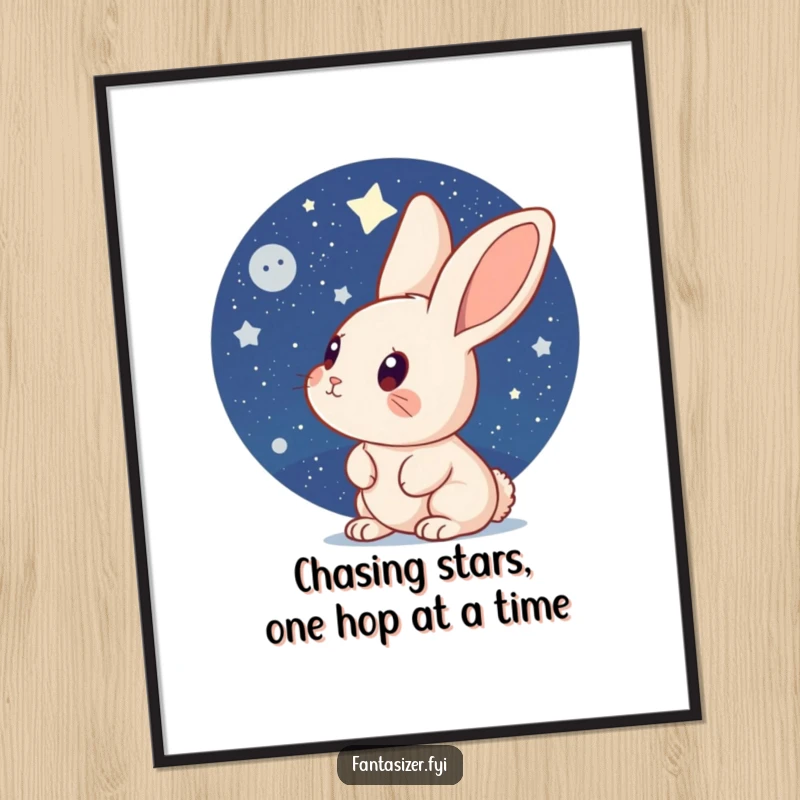 Funny Free Printable Wall Art: A solitary rabbit sits peacefully, gazing up at a breathtakingly detailed starry night sky.