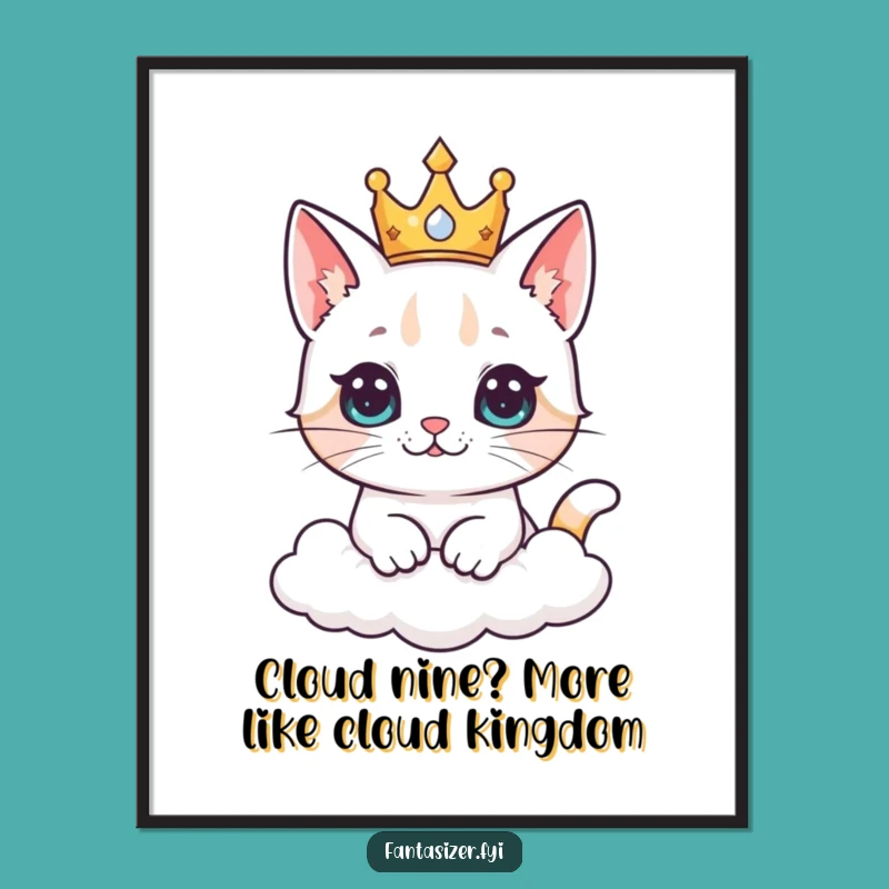 Free Printable Wall Art: Cat King of Clouds - Dreamy Downloadable Decor