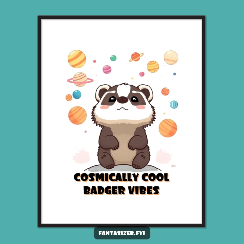 Whimsical Badger Space Art Free Printable: Funny Downloadable Wall Art, Print at Home Decor