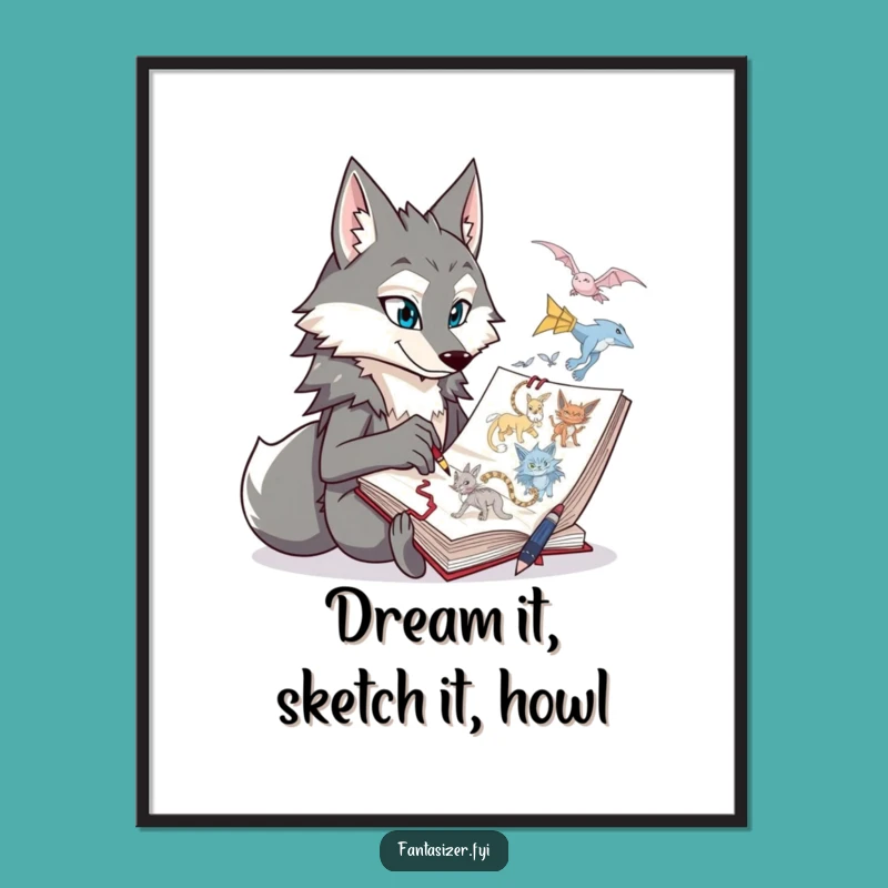 Funny Free Printable Wolf Art: Fantasy Sketching, Creative Artist Downloadable Decor