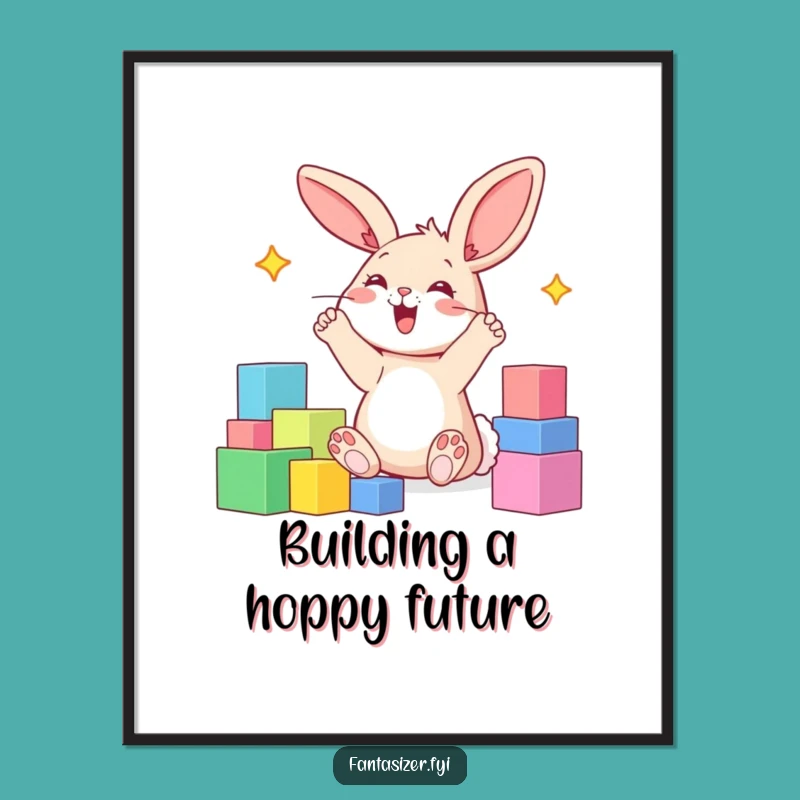 Free Printable Wall Art: Bunny Blocks World Design, Playful Home Decor