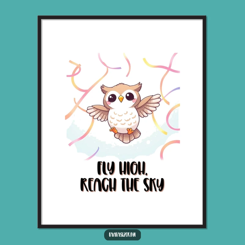 Free Printable Wall Art: Cheerful Owl Soaring - Funny Downloadable Art!