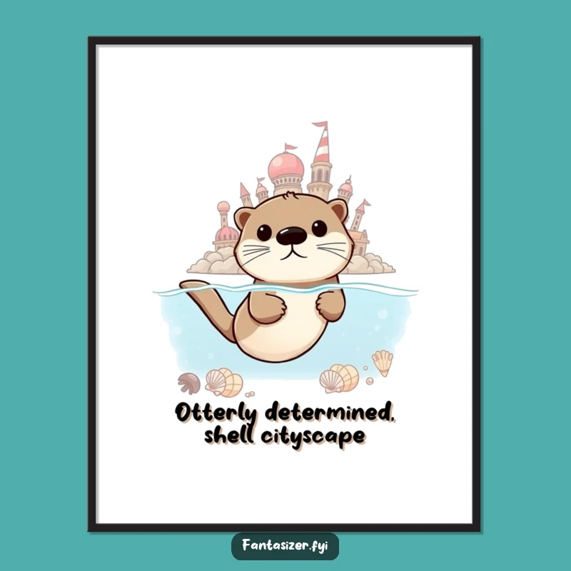 Free Printable Wall Art: Otter's Ambitious Seashell City, Whimsical Downloadable Decor
