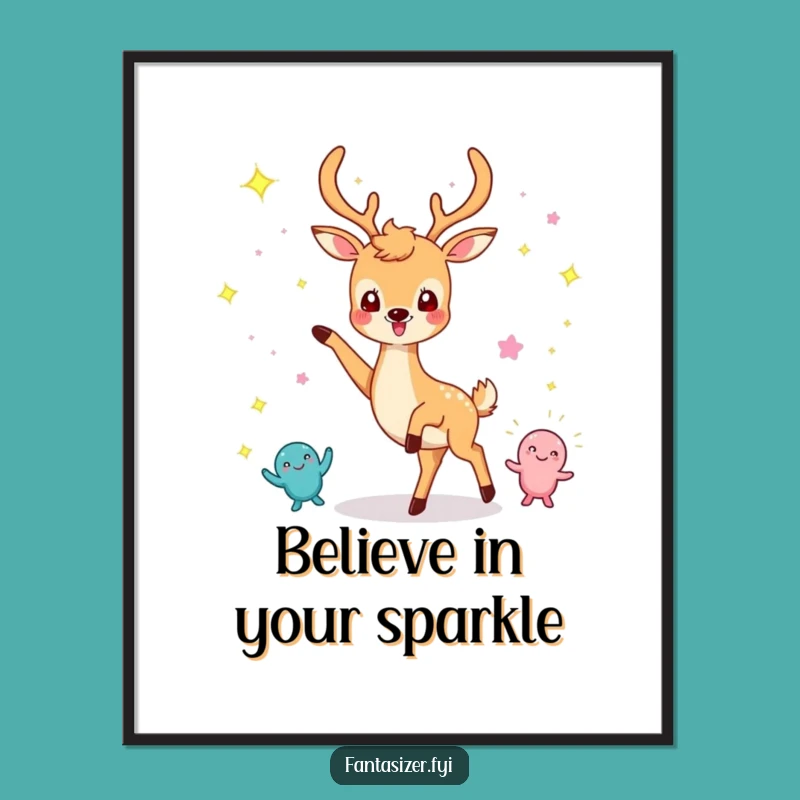 Funny Free Printable Wall Art: Dancing Deer Sparkle Humor Downloadable Art