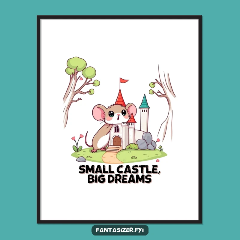 Funny Free Printable Wall Art: Mouse Castle Discovery Humor Downloadable Art